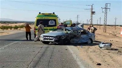 مصرع وإصابة 4 أشخاص في انقلاب سيارة ملاكي 