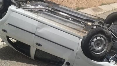 إصابة 3 أشخاص في حادث انقلاب سيارة بأطفيح