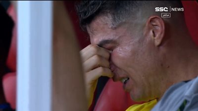 شاهد.. انهيار رونالدو بالبكاء بعد خسارة النصر من الهلال