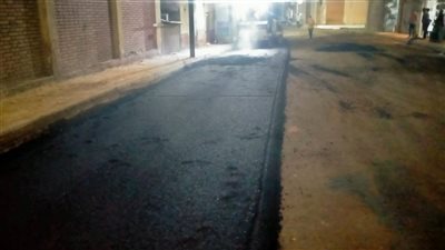 انتهاء أعمال الرصف بشارع المدارس ببسيون