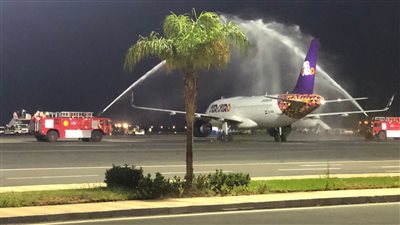 استقبال أولى رحلات الطيران المباشرة لشركة آير كايرو من مدريد لمطار شرم الشيخ الدولي