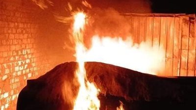 حريق هائل بورشة تصنيع  تنكات بترولية بالدقهلية