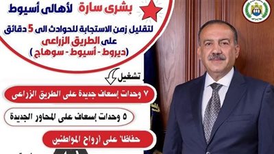  أسيوط: تشغيل 7 وحدات إسعاف جديدة بالطريق الزراعي 