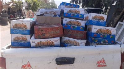 ضبط 4390 عبوة جيلي مجهولة المصدر بطامية في الفيوم 