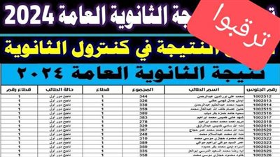 نتيجة الثانوية العامة 2024 برقم الجلوس 