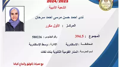 نتيجة الثانوية العامة 2024 محافظة الإسكندرية بعد إعلان الوزارة أسماء الأوائل