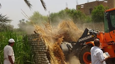 إزالة 13 تعد على الأراضي الزراعية بالطود في الأقصر 