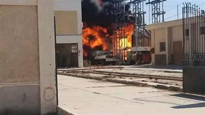 حريق هائل داخل محطة كهرباء إيتاى البارود في البحيرة