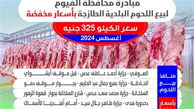 غدًا.. انطلاق مبادرة محافظة الفيوم لبيع اللحوم البلدية الطازجة بأسعار مخفضة