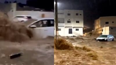 جرفت السيارات.. سيول قوية تداهم حيًا سكنيًا بالمدينة المنورة في السعودية (فيديو)