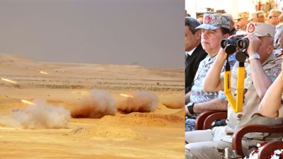 وزير الدفاع يشهد المرحلة الرئيسية للمشروع التكتيكي بالذخيرة الحية بإحدى وحدات الجيش الثالث الميداني 