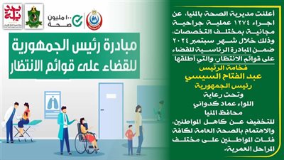 إجراء 1274 عملية جراحية مجانية بالمنيا 