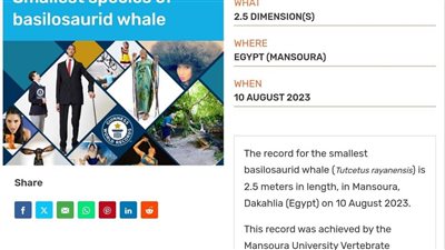 مركز جامعة المنصورة للحفريات الفقارية يدخل موسوعة جينيس للأرقام القياسية