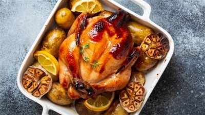 طريقة تحضير دجاج محشي بالفريك بالفرن