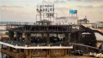 تحولت لرماد.. حريق هائل في كافتيريا نادى المعلمين بالإسكندرية 