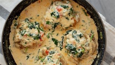  طريقة تحضير دجاج بالسبانخ وكريمة الطهي