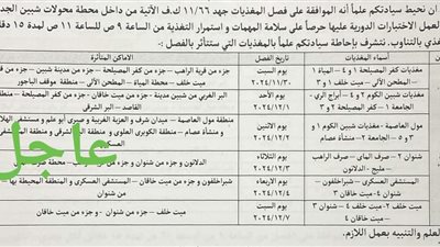  ننشر مواعيد انقطاع الكهرباء لمدة 6 أيام بالمنوفية