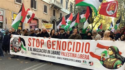 روما تفعلها من جديد نصرة للقضية الفليسطينية.. طوفان بشري يغرق شوارع العاصمة الإيطالية