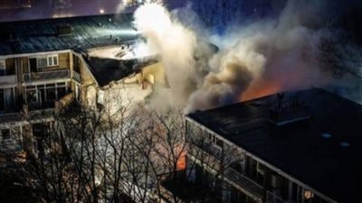 انهيار مبنى سكني في لاهاي بعد انفجار وحريق هائل