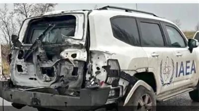 مسيرة تستهدف مركبة لوكالة الطاقة الذرية قرب محطة زابوريجيا