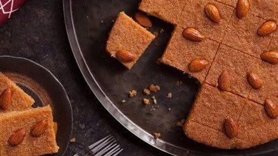 طريقة عمل بسبوسة باللوز| سهلة التحضير