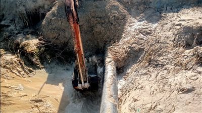 مياه القناة: إصلاح كسر خط قرية الأبطال الرئيسي 