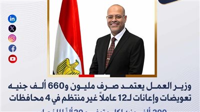 صرف مليون و660 ألف جنيه تعويضات وإعانات للعمالة غير المنتظمة 