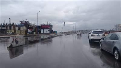 سقوط أمطار غزيرة بالأسكندرية واستمرار حركة الميناء 