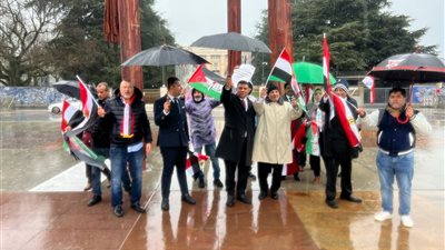 وقفة تضامنية بساحة الأمم المتحدة لدعم موقف مصر برفض تهجير الفلسطينيين.. فيديو