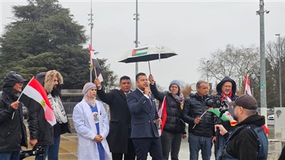 وقفة تضامنية أمام الأمم المتحدة بجنيف لمساندة الموقف المصري الرافض للتهجير