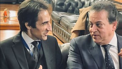بسام راضي يستقبل الدكتور خالد عبد الغفار فى روما لحضور القمة العالمية حول حقوق الطفل.