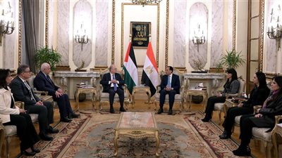 رئيس الوزراء يلتقي نظيره الفلسطينى والوفد المرافق له