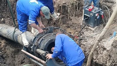 مياه الشرقية: إصلاح كسر مفاجئ بخط الصنافين بمنيا القمح