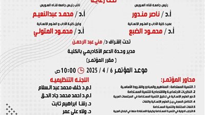 غداً.. انطلاق فعاليات المؤتمر الطلابي السابع بكلية الآداب والعلوم الإنسانية بجامعة القناة 