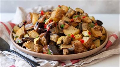 طريقة عمل سلطة الباذنجان بالبطاطس| وجبه سريعة