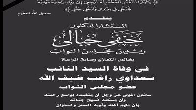 رئيس مجلس النواب ينعى النائب سعداوي راغب