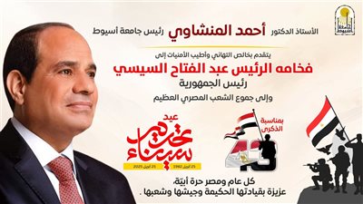 رئيس جامعة أسيوط يهنئ الرئيس السيسي بذكرى تحرير سيناء