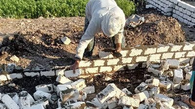 إزالة فورية لحالة تعدٍ بالبناء المخالف على الأرض الزراعية بدمنهور