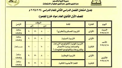 ننشر مواعيد أداء طلاب الصف الأول والثاني الثانوي والمتغيبين بعذر بكفر الشيخ 