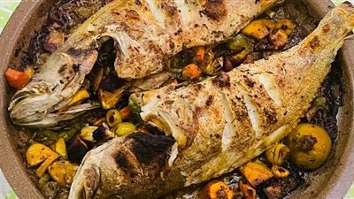 طريقة وصفة سمك الهامور المشوي بالأعشاب للرجيم