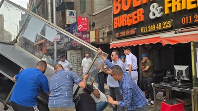 الجيزة تحكم سيطرتها على إشغالات المحال بكعبيش والطوابق