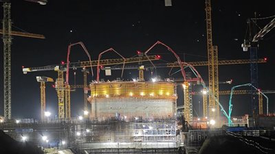 اكتمال أعمال الصبة الخرسانية للمستوى الثاني لمبنى وعاء الاحتواء الداخلي بالمفاعل بالوحدة النووية 2