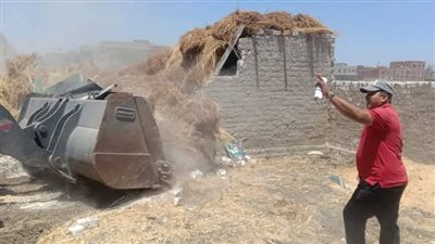 إزالة 7 حالات تعدي علي الأراضي الزراعية بمركز المحلة 