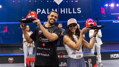 مصطفى عسل ونوران جوهر يفوزان بلقب بطولة بالم هيلز المفتوحة للإسكواش