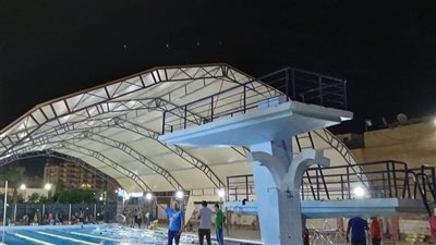 نادى محافظة الفيوم ينتهى من تغطية حمام السباحة 