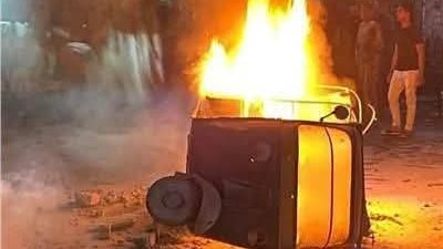 اشتعال النيران فى توك توك بالفيوم