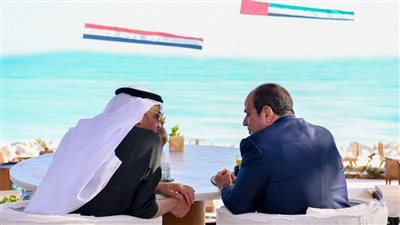 «الإمارات» تنشر لقطات لتناول الرئيس السيسي وبن زايد الفطور على البحر.. فيديو
