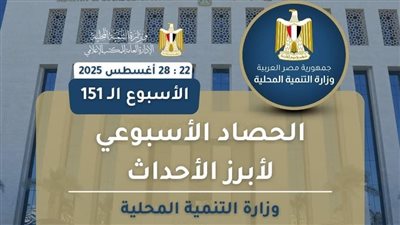 أبرز أنشطة وزارة التنمية المحلية خلال أسبوع