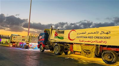 الهلال الأحمر المصري: 2700 طن مساعدات عبر قافلة «زاد العزة» الـ 29 إلى غزة