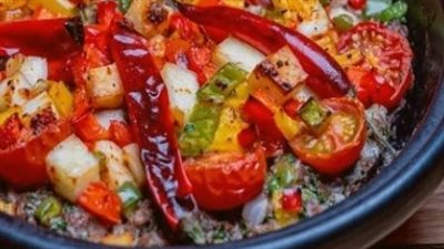 كفتة بالخضار وجبنة الحلوم